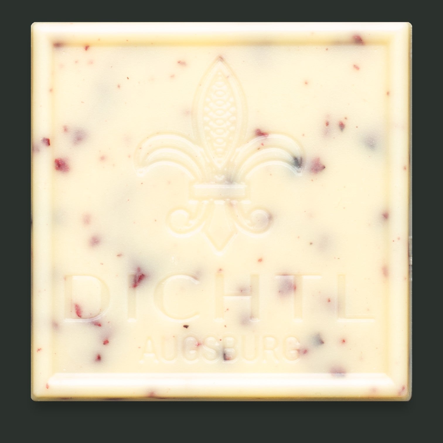 Schokotäfelchen Weiß mit Cassis Crispies